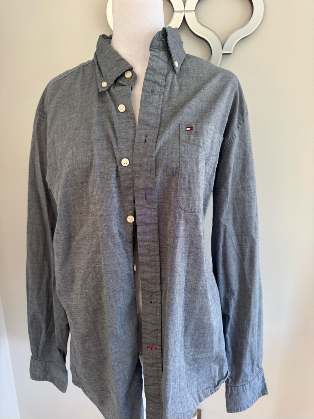 Tommy Hilfiger Gray Micro-Check Button Shirt